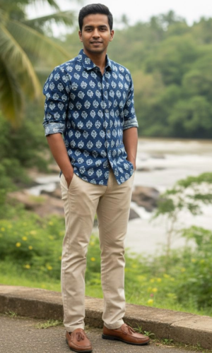 Menswear Cotton Shirt Deep Blue