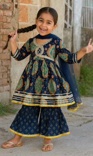 Pure Cotton Sharara Set With Beautiful Shawl