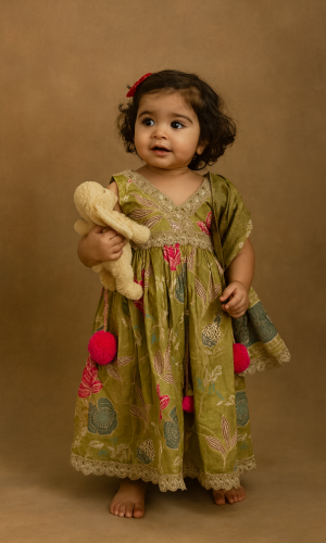 Pure Cotton Ethnic Gown with Shawl