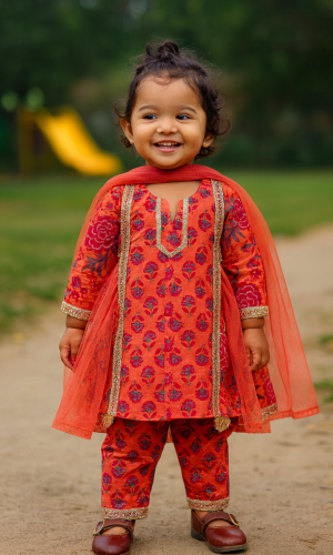 Pure Cotton Unique Kurta Set With Shawl