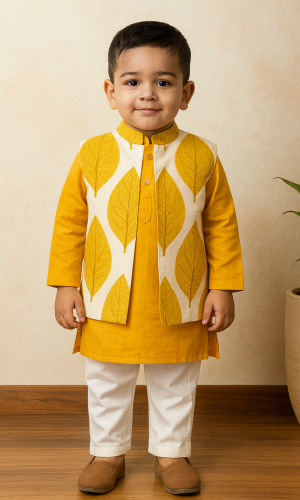 Pure Cotton Kurta, Jacket with Pajama