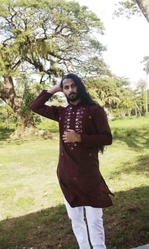 Stylish and Comfy Mirrored Kurta Pajama in Plum Shade