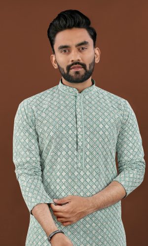 Comfy Classy Sage Green Embroidered Kurta with Pajama