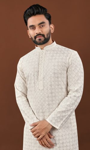 Remarkable Off White Embroidered Kurta Pajama