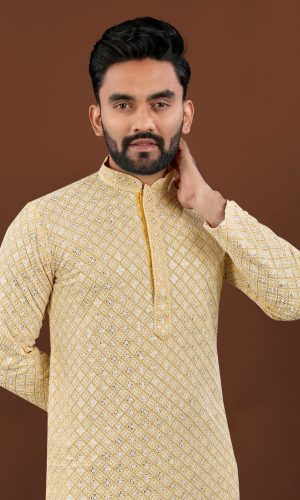 Comfy Classy Lemon Embroidered Kurta with Pajama