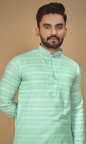 Spring Green Comfy Textured  Kurta Pajama