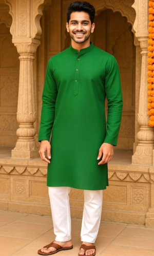 Green Pure Cotton Kurta Pajama