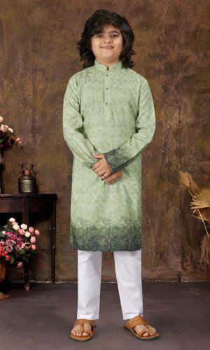 Catchy Green Kids Kurta Set