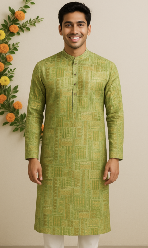 Unique Green Pure Cotton Kurta Pajama