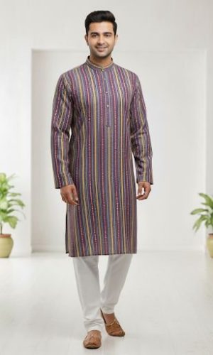 Classy Kurta, White Pajama  (Set of 2) in Pure Cotton