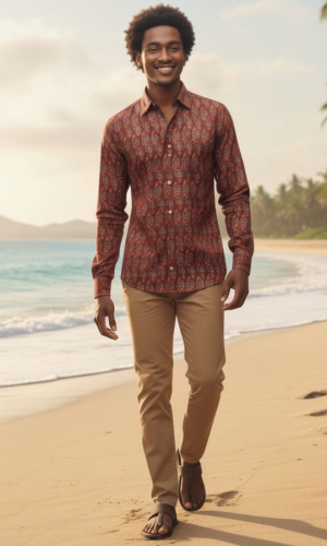 Classy Block Printed Shirt in Pure Cotton