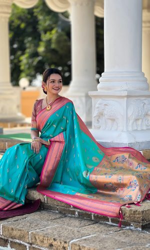 Peacock Theme Painthani Silk Saree