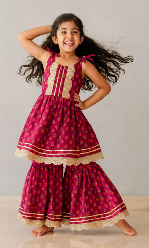 Pure Cotton Sharara Dress