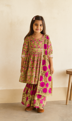 Gota Patti Sharara Set in Pure Cotton