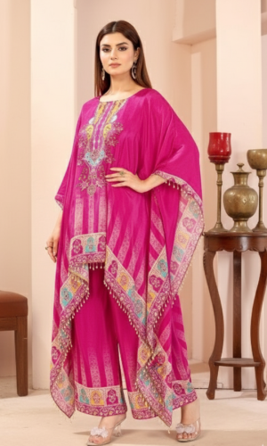 Pure Pink Crepe Flow Kaftan