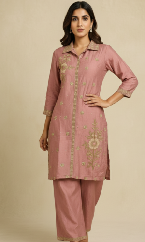 Luxurious Muslin Viscous Set With Beadwork