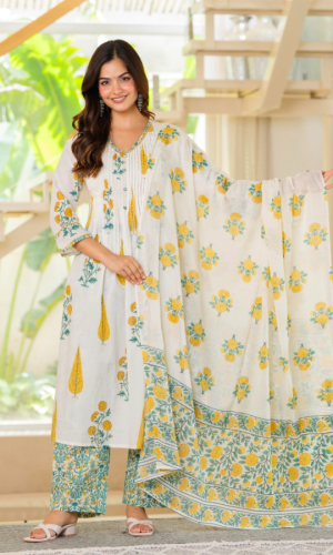 Dreamy White with Block Prints