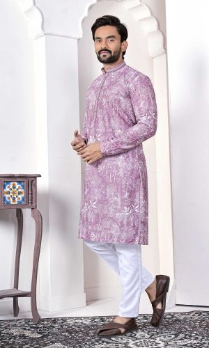 Detailed Craftsmanship Kurta & Cotton Pajama Set