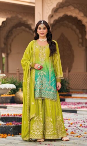 Ethnic Chinon Embroidered Palazzo Set