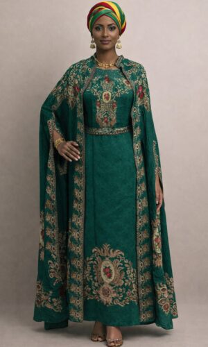 Premium Natural Crepe Kurti and Shrug Ensemble