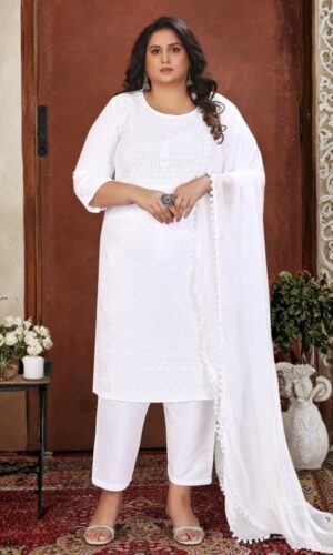 Handcrafted Chikankari Rayon Suit With Coordinating Shawl