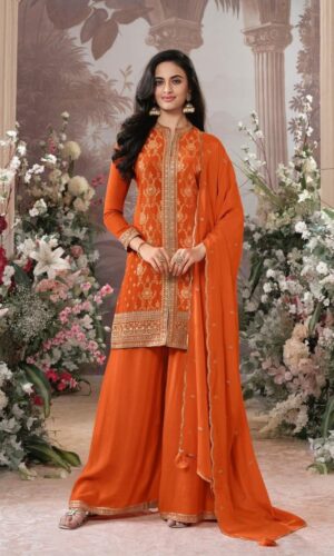 Elegant Rust-Orange Ethnic Ensemble