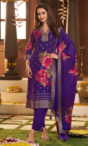 Floral Silk Straight-Cut Suit