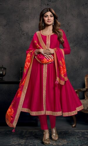 Traditional Anarkali With Botanical Shawl