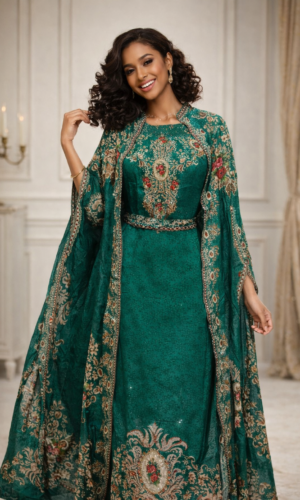 Premium Natural Crepe Kurti and Shrug Ensemble