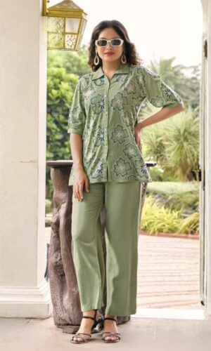 Rayon Slub Tunic With Palazzo