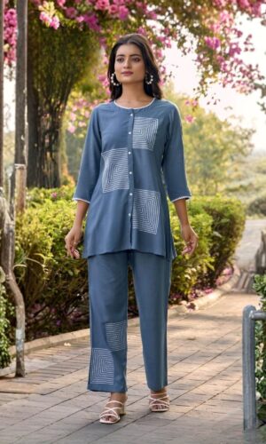 Casual Rayon Slub Tunic Set