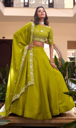 Ethnic Silk Lehenga With Intricate Pearl Embroidery(Made with Premium Fabric)