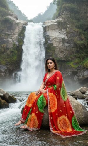 Pure Georgette Jodhpur Bandhani Saree With Intricate Pita Work