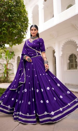 Handcrafted Bandhej Print Pure Chanderi Lehenga Set
(Made with Premium,Soft and Comfortable fabric)