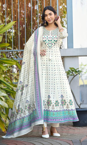 Elegant Rayon Anarkali With Embroidery