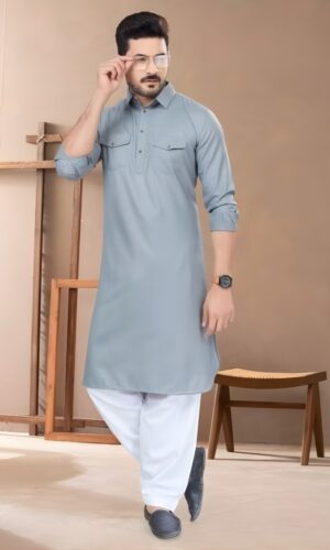 Traditional Plain Cotton Kurta and Pajama
