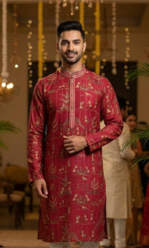 Premium Art Silk Pintex Work Kurta & Pajama Set