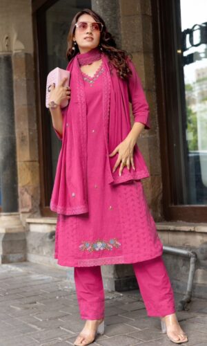 Premium Shifli Cotton Thread-Work Ensemble