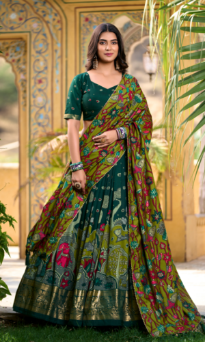 FULLY STITCHED
Artistic Kalamkari Print Tasar Silk Lehenga Set