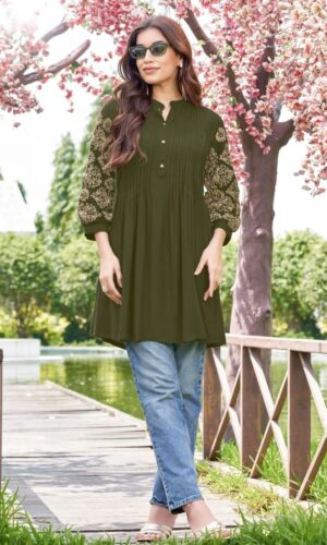 Trendy Touch Rayon Slub Handwork Tunic