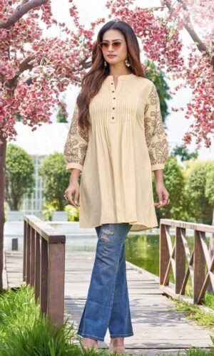 Chic Rayon Slub Handwork Ethnic Tunic