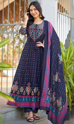 Festive Rayon Suit With Premium Shawl