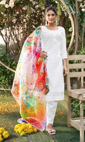 Classic Embroidery Tunic & Digital Print Cotton Kota Wrap