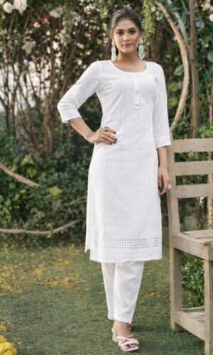 Classic Embroidery Tunic & Digital Print Cotton Kota Wrap