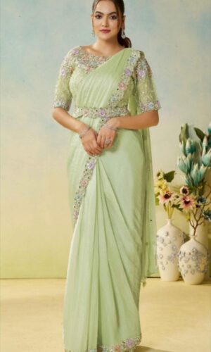 Tone Satin Silk Hand-Worked Saree