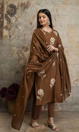 Sophisticated Brown Hand-Detailed Suit With Premium Thread Work