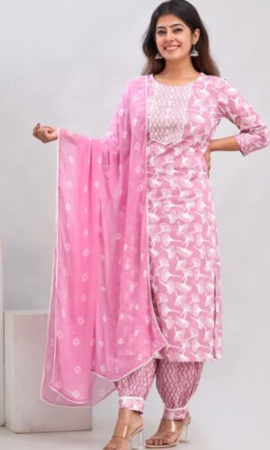 Afghani Salwar Ensemble In Breathable Pure Cotton