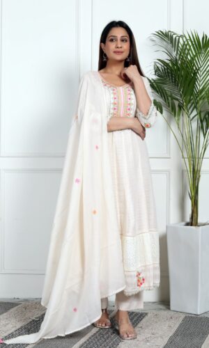 Premium Kota Doriya Anarkali With Artisan Chikankari Work