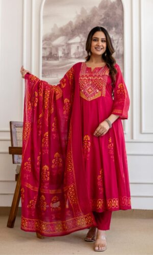 Heavy-Work  Anarkali Set with Signature Shawl