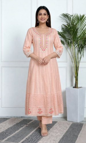 Premium Kota Doriya Anarkali With Artisan Chikankari Work